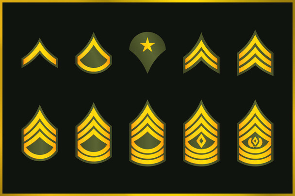 militärische Dienstgrade Streifen und Chevrons. Vektor setzte Armeeabzeichen - Vektor, Bild
