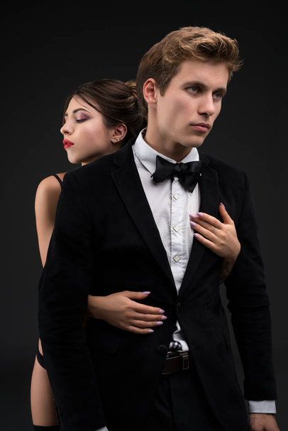 Sexy gentleman with his girlfriend posing topless - Фото, изображение