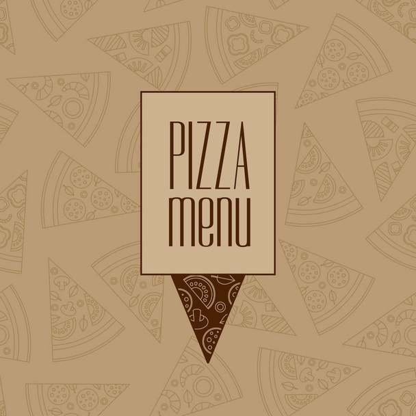 Pizza menu design met moderne lijnafbeelding. Pizza restaurant locatie. Vectorillustratie. - Vector, afbeelding