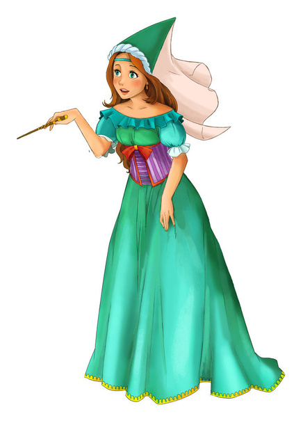 Cartoon beautiful girl - sorceress - some activity - illustration for children - Фото, зображення