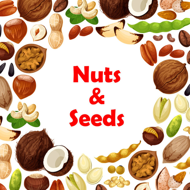 Vector poster of nuts and fruit seeds - Vector, Image