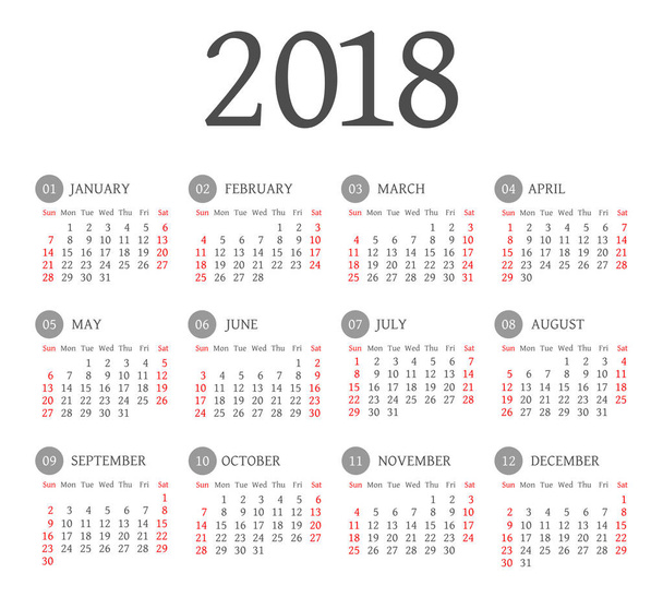 Vector Simple 2018 year calendar - Vector, Image