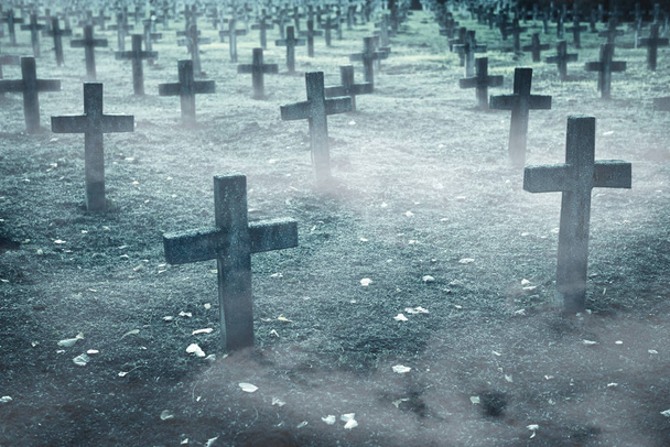 rengeteg sírkövek a temetőben - Fotó, kép