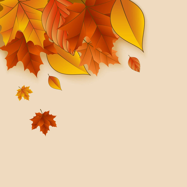 Autumn background with falling leaves - Вектор,изображение