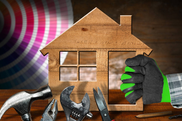 Концепція удосконалення будинку - робочі інструменти та будинок
 - Фото, зображення