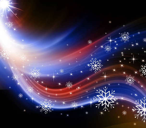 flocons de neige et étoiles descendant sur le fond - Photo, image
