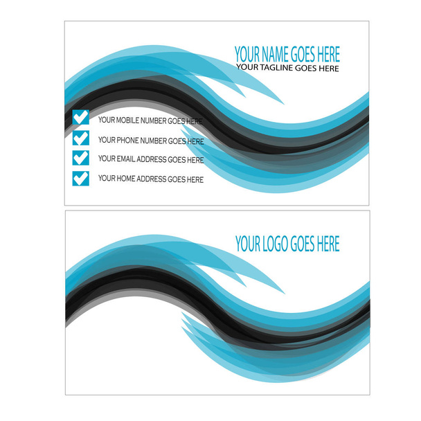 μοντέρνα καμπύλη μπλε και μαύρο επαγγελματική κάρτα - Διάνυσμα, εικόνα