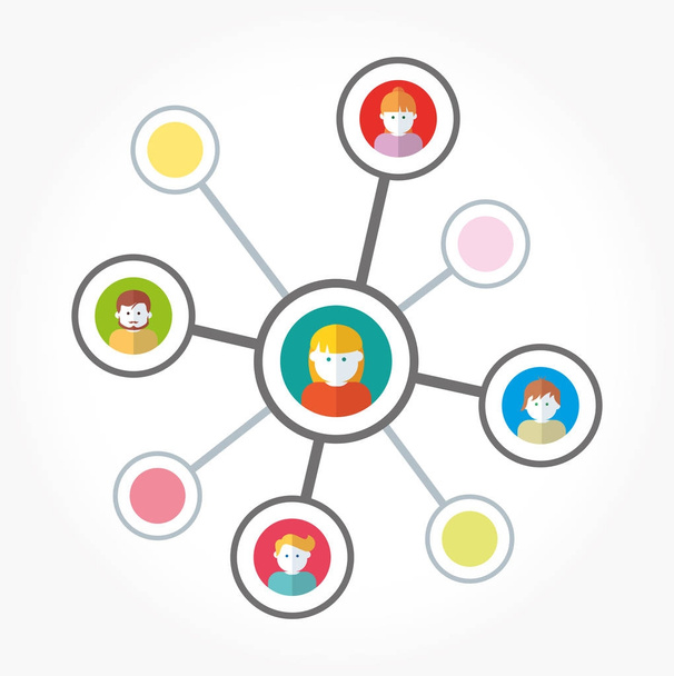 Команда в социальных сетях рабочая векторная иллюстрация
 - Вектор,изображение