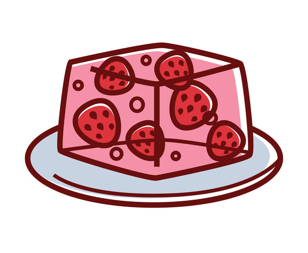 Strawberry jelly on plate - Вектор, зображення