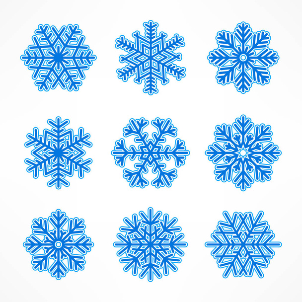 Set de copos de nieve azules
 - Vector, Imagen