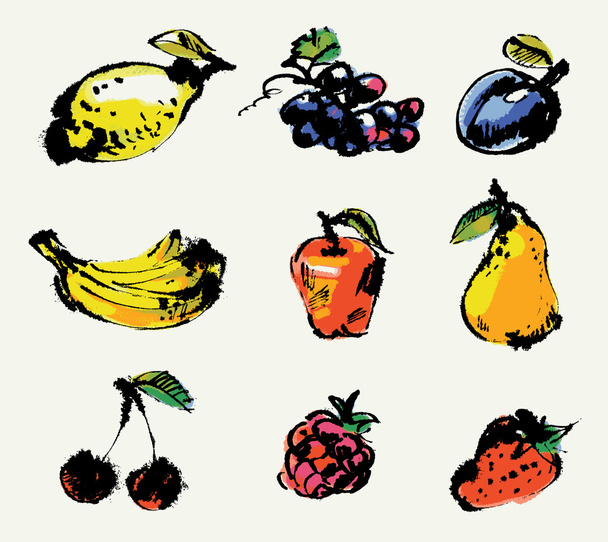 Set of fruits - Vektor, kép