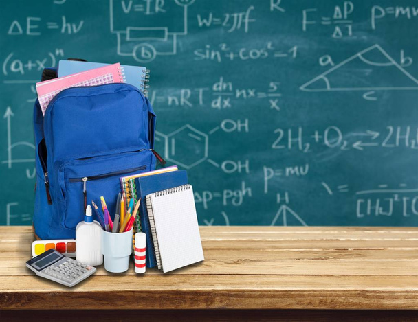 School Backpack with stationery - Foto, afbeelding