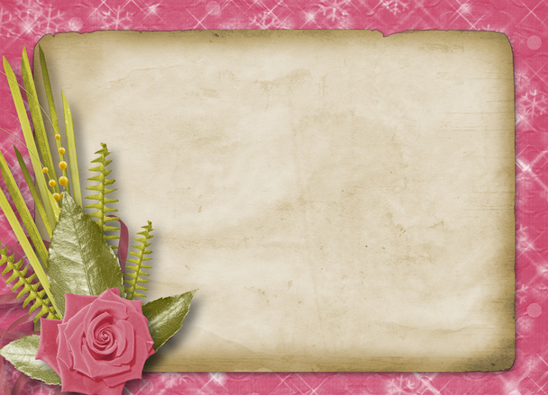 vintage καρτ-ποστάλ για συγχαρητήρια με τριαντάφυλλα και κορδέλες - Φωτογραφία, εικόνα