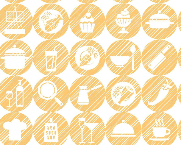 Kitchen, cooking, background, seamless, yellow-orange, vector.  - Vector, Image
