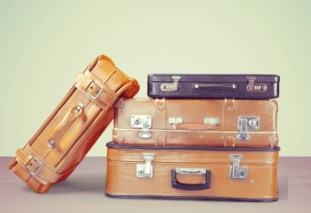 Stack of Old suitcases - 写真・画像