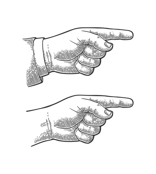 Apuntando con el dedo. Signo de mano para web, póster, infografía - Vector, imagen