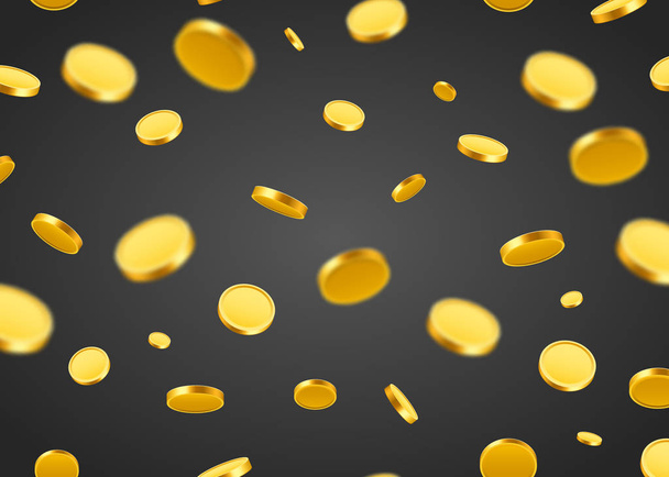 Falling coins, falling money, flying gold coins, golden rain. Jackpot or success concept. Seamless background. - Vektor, kép
