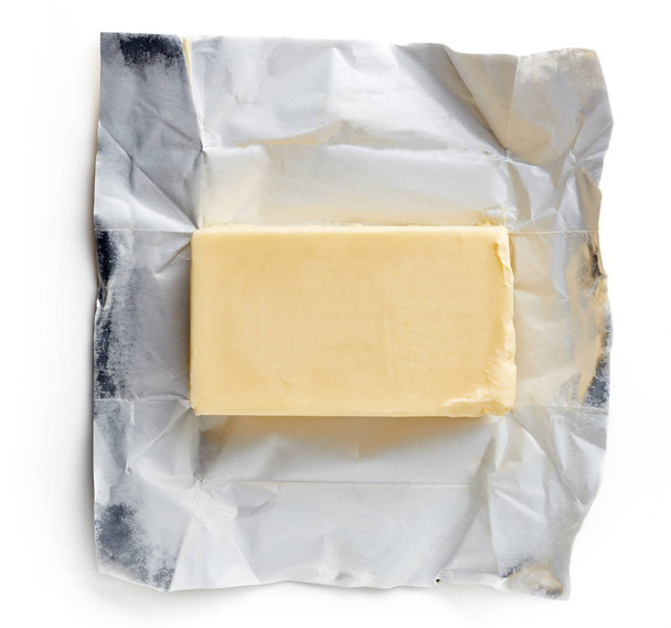 白で隔離バター パッケージ - 写真・画像