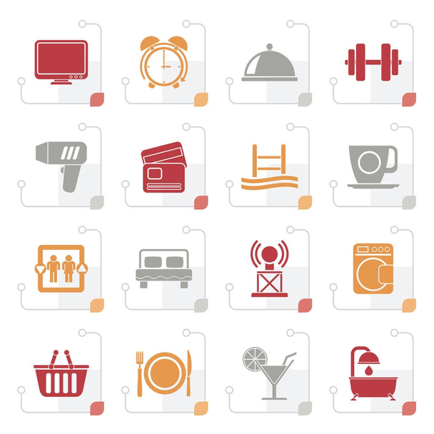 Stylized Hotel and Motel facilities icons - Vector, Image