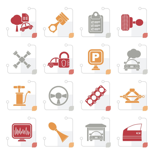 Piezas y servicios de coches estilizados iconos
 - Vector, imagen