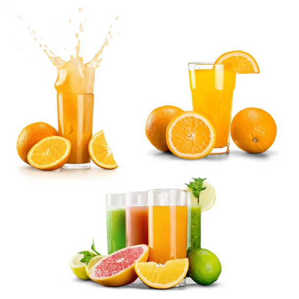 close-up of fresh fruits with juice isolated on white background - Photo, Image