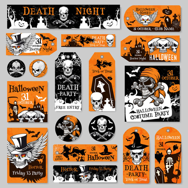 Halloween tag and label fot holiday party design - Vector, Image