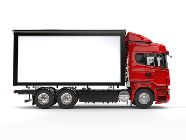 Camion de transport lourd moderne rouge - vue latérale
 - Photo, image