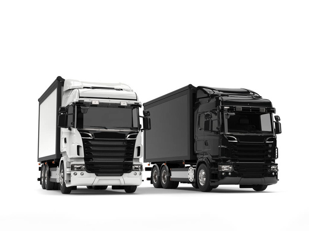Czarno-białe nowoczesnego transportu ciężkich ciężarówek - beauty shot - Zdjęcie, obraz