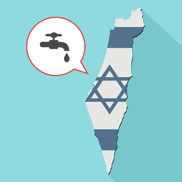 Illustration of a long shadow Israel map with its flag and a comic balloon - Photo, Image