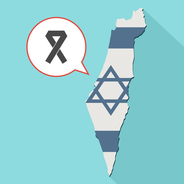ilustração de uma longa sombra mapa de Israel com sua bandeira e um balão cômico
  - Foto, Imagem