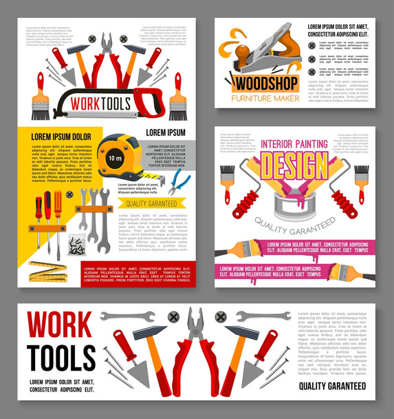 Vector posters van huis reparatie klusjesman werk tools - Vector, afbeelding