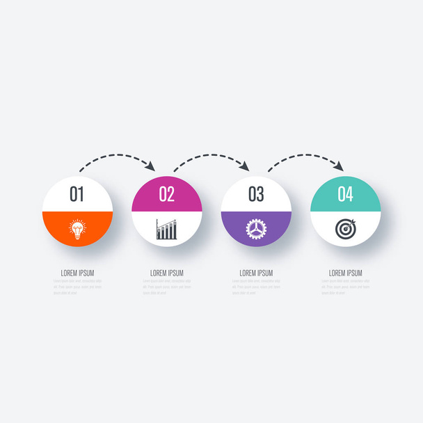 Infographics template 4 options with circle - Wektor, obraz