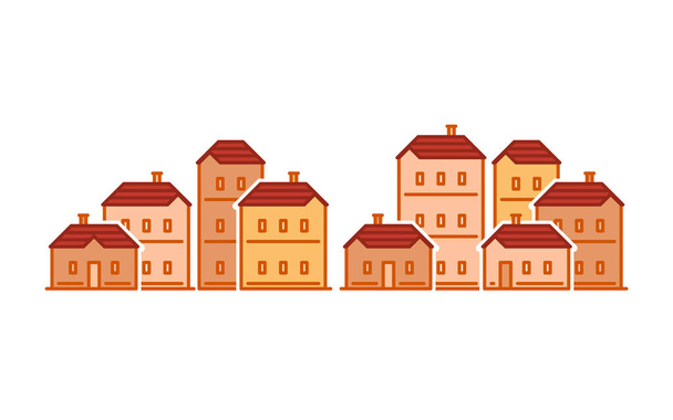 Street of houses, old town, residential district, real estate vector illustration - Vetor, Imagem