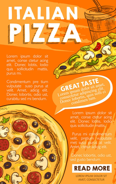 Vektor plakát Iltalian pizzy skica rychlé občerstvení - Vektor, obrázek