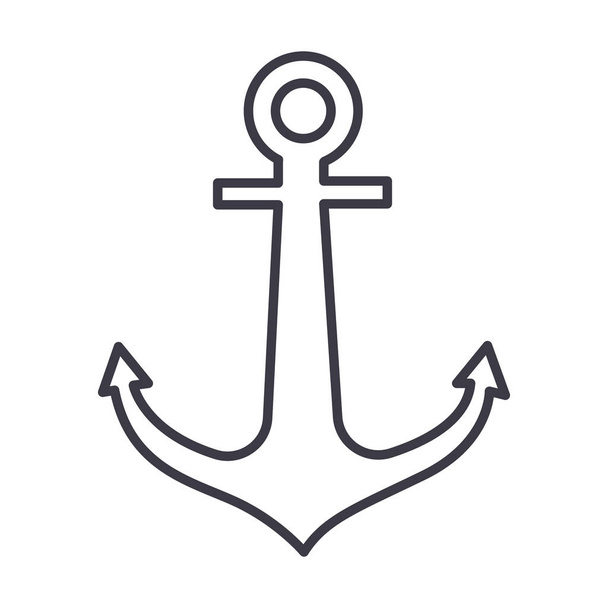 anchor vector line icon, sign, illustration on background, editable strokes - Vector, Image