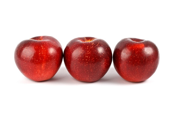 Três maçã vermelha isolada
 - Foto, Imagem