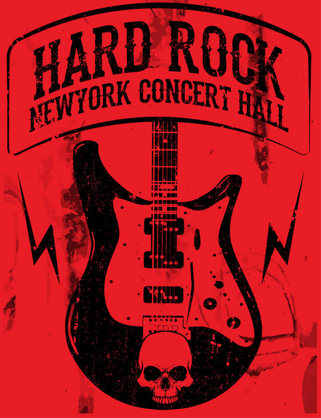 Рок-плакат, винтажный рок-н-ролл типографика для футболки; ти
  - Вектор,изображение
