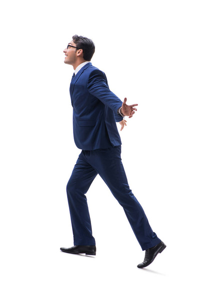 Businessman walking standing side view isolated on white backgro - Foto, Imagem