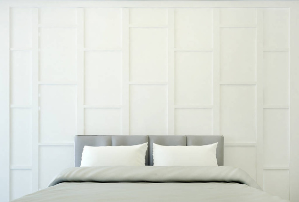  interior design concept idea of luxury white bedroom and wall pattern background - Photo, Image
