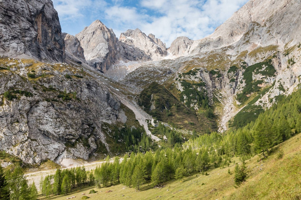 granite peaks above Val Ombretta in Dolomites - Photo, Image