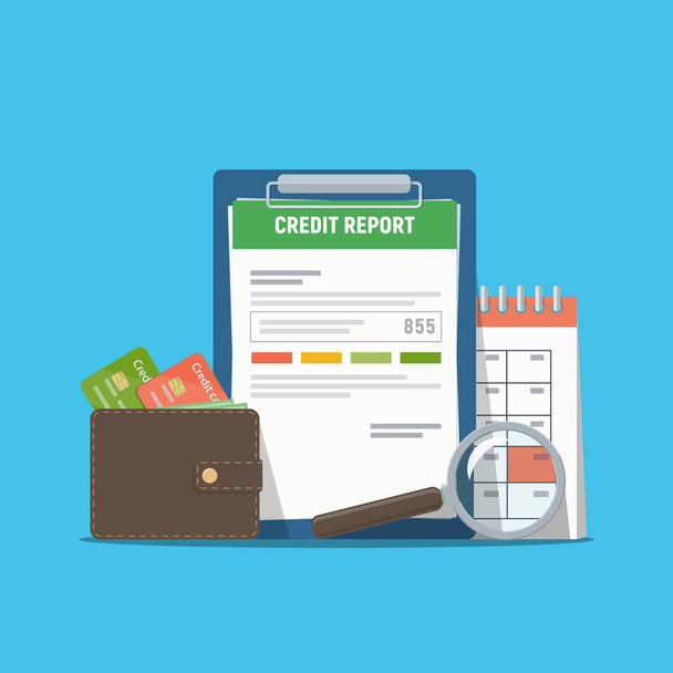 Credit report document concept. Personal credit score information. - Vector, afbeelding