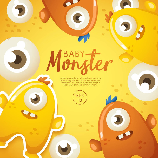 Cute monsters frame - Vetor, Imagem