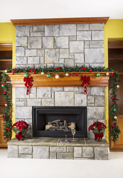 Holiday Drinks next to Fireplace - Photo, Image