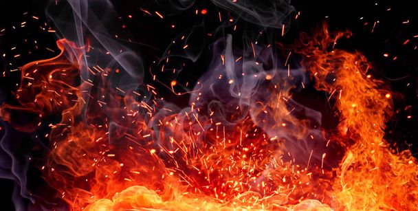 Firestorm texture. Bokeh luci su sfondo nero, colpo di mosca
 - Foto, immagini