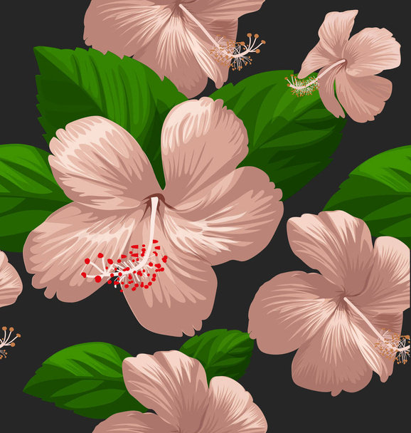 hibicus flowers pattern 7 - Вектор,изображение