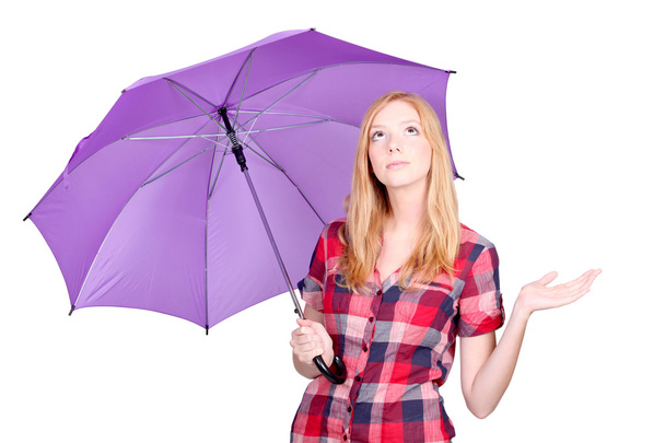 Woman with violet umbrella - Photo, Image