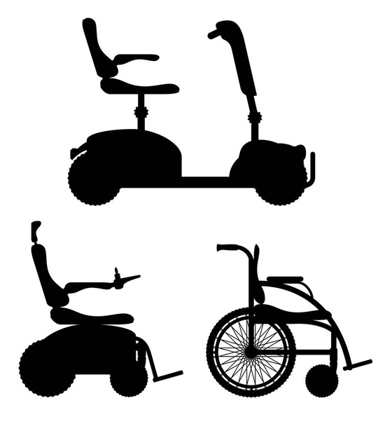 wheelchair for disabled people black outline silhouette stock ve - Vektör, Görsel