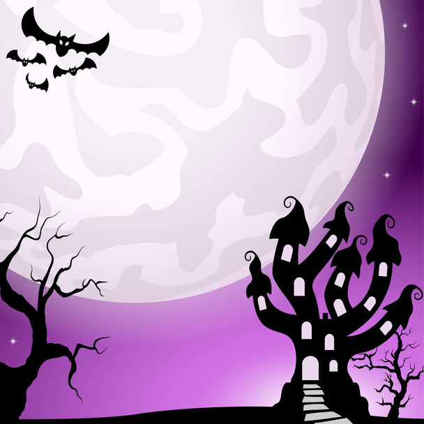 満月の夜に幽霊の出る城  - ベクター画像