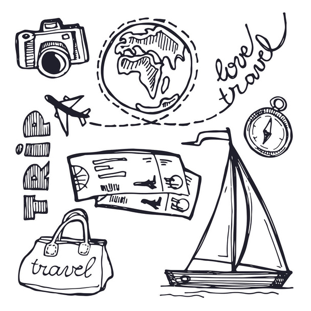 Hand drawn doodle travel illustration - Vector, Image