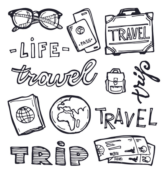 Χέρι doodle ταξίδια εικονογράφηση - Διάνυσμα, εικόνα